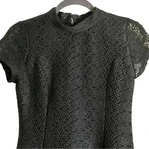 Zara Black Mini Dress with mandarin collar and Lace Overlay - Picture 4 of 9